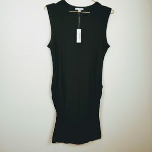 James Perse black ruched sleeveless dress sz 3 nwt